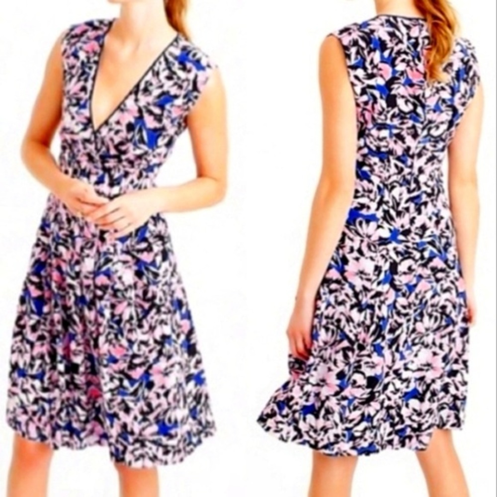 J. Crew 100% Silk Pleated Floral Dress Sz 4